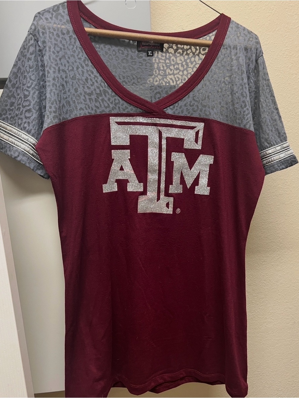 GameDay Couture Texas A&M Maroon & Gray V-Neck Tee, Women’s XL